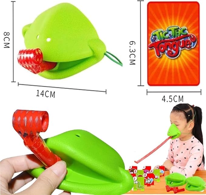Chameleon Tongue Shooting Game Frog Mask with Blow Tongue Multiplayer Party Game Fun and Engaging Family Board Games Quick Reflexes and Precision Skill Challenge with Insect Cardboard (4 Sets)