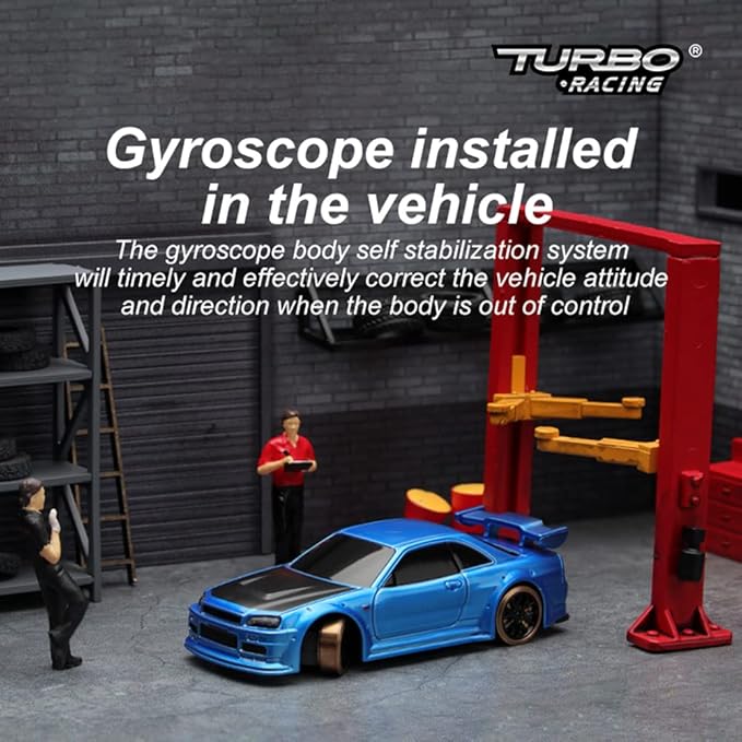 1:76 Turbo Racing Scale RC Sport Car Table Racing Remote Control Mini Model Car Full Proportional RTR Kit Toys (C64 Blue)