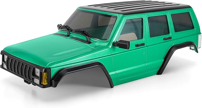 INJORA 6.10in 133g Wheelbase ABS Hardtop Cherokee Body for TRX4M Bronco Defender Chassis 1/18 RC Crawler Upgrade(Green)