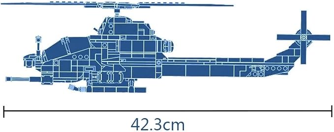 General Jim’s AH-1Z Viper Attack Helicopter Building Set – 482 Pieces Highly Detailed Military Aircraft Model with Dual Cockpit and Rotating Cannon