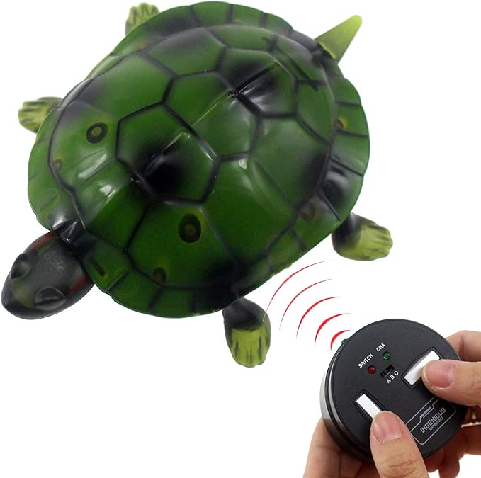 Tipmant RC Turtle IR Remote Control Tortoise Crawl Fake Electric Animal Toy Realistic for Toddler Kids Birthday Gifts (Green)