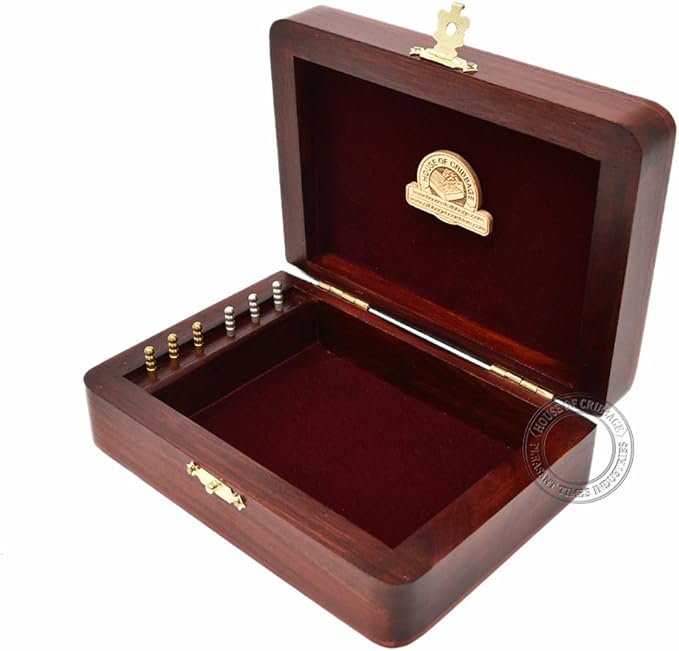 House of Cribbage - 2 Track - Wooden Cribbage Board/Box - Inlaid in Bloodwood/Maple Wood - Storage for Pegs &amp One Deck of Cards - 60 Points - Non Continuous
