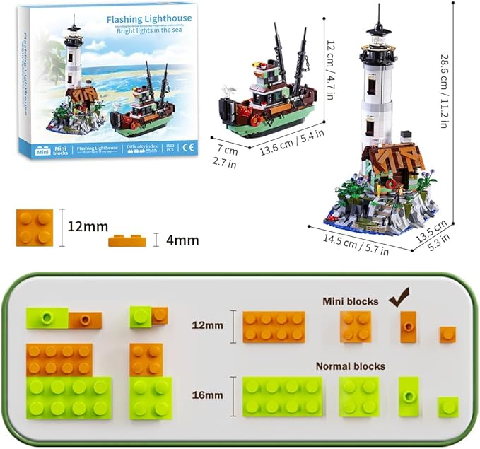 House Building Block Adults Sets The Island Modular Architecture Construction Building Model Set Present for (1480 Pcs)