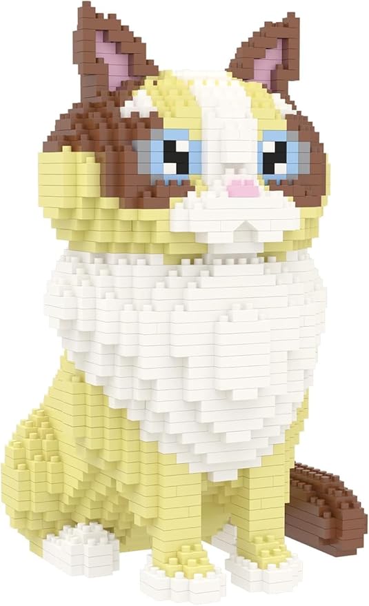Larcele Cat Micro Building Blocks Animal Set DIY Mini 3D Building Toy Bricks Kit1160 Pieces KLJM-05 (Ragdoll)