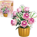 39151 Eternal Pink Rose Building Blocks Flower Set 1056 Pieces of Floral and Plant Series Block Sets Adult Creative Enthusiast Model Gifts and Collectibles Can be Used for Room Decoration