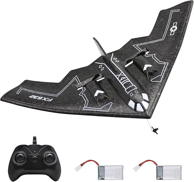 fisca RC Airplane Remote Control B-2 Spirit Stealth Bomber Plane 2.4Ghz 2CH Foam Drone Ready to Fly Aircraft Toy for Kids and Adults