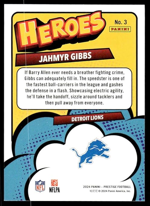 2024 Panini Prestige Heroes #3 Jahmyr Gibbs Detroit Football Card - Sportscard Superstore