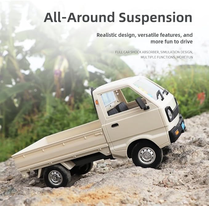 DOBYE WPL D12 1/10 RC Kei Truck 2.4G RC Car Remote Control Off Road RC Crawler with Proportional Throttles Steering 260 Motor Rear Drive Hobby Grade RC Drift Car for Adult RTF Toy Vehicle