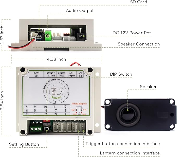 Escape Room Props 5 Colors Buttons Mechanism Press It In Order To Control 12V Magnet Lock For Exit Game Owner Player Adventurer (9 Buttons With Audio)