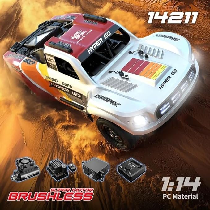 Brushless RC Car MJX Hyper Go 14211 1:14 Scale 70km/h High Speed RC Truck 4WD For Adults 4X4 Off Road RC Truck 2.4Ghz Remote CNC Chassis &amp Oil Shocks Electric Powered Fast Remote Control Car
