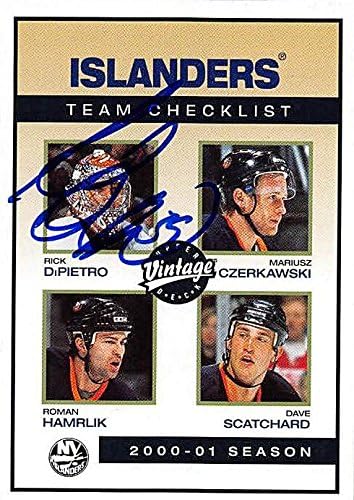 Sports Memorabilia Autograph Warehouse 224094 Rick Dipietro Autographed Hockey Card - New York Islanders 2001 Upper Deck Vintage - No. 165