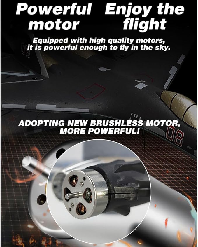 RC Airplane for Adult SU35 Jet 4CH Remote Control Plane RTF Tail Motor Aircraft 3D / 6G Stunt Function Fixed Wing Glider Brushless Motor Simulation Fighter Beginners 2 Batteries (Gray)