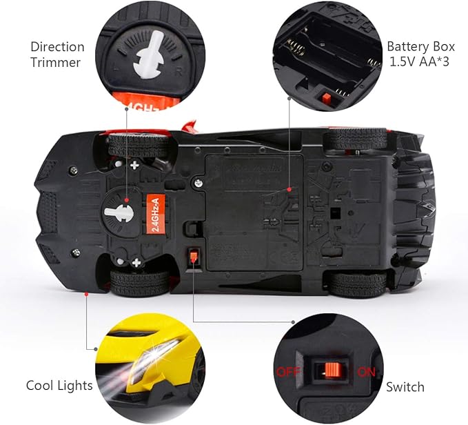 Remote Control Car RC Cars Racing Car 1:18 Licensed Toy RC Car Compatible with Lamborghini Model Vehicle for Boys 678 Years Old Yellow