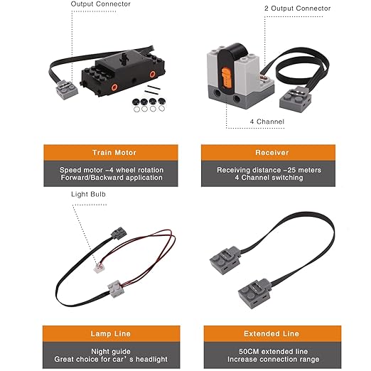 16 PCS Technology Power Function Motor Set Remote Control Motor Kit Compatible with Technic Power Function Kit