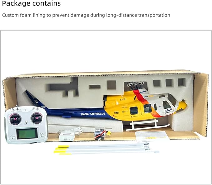 FLYWING BELL-412 470-Class RC Military Helicopter 2.4G 6CH GPS Positioning &amp Auto-Return 3D Flight &amp 4 Modes Quick Detachable Propellers RTF Version for Adults &amp Advanced Enthusiasts
