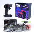 1/87 Scale Drift Rc Car - Semi-Truck Edition | 2.4GHz 4WD High-Speed Mini Remote Control Truck with Racing Lights (Gray)