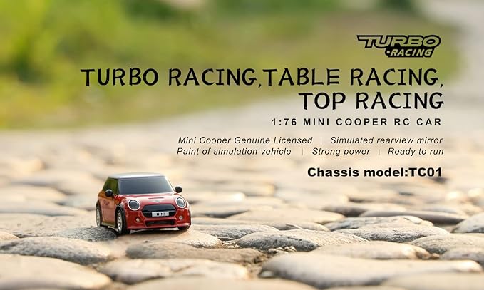 1:76 Turbo Racing Scale RC Sport Car Table Racing Remote Control Mini Model Car Full Proportional RTR Kit Toys (Baoma mini-red)