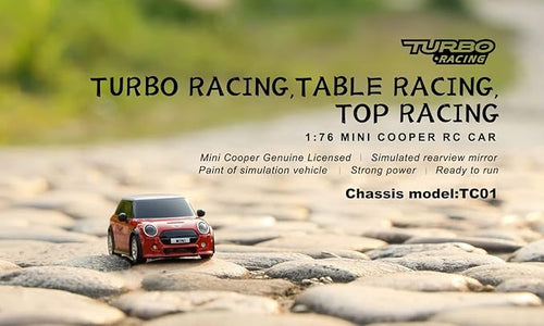1:76 Turbo Racing Scale RC Sport Car Table Racing Remote Control Mini Model Car Full Proportional RTR Kit Toys (Baoma mini-red)