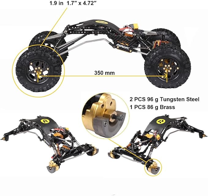 RhinoRC YUE ONE V2 Sporty Crawler Car with T70 Servo 40A S12 Outrunner Motor Combo for MOA Competition Crawler RTR 1/10 Off-Road Car