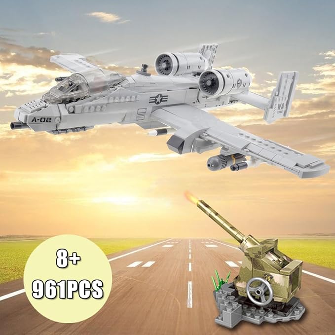 961pcs A-10 Warthog Plane Building Toys Sets Fighter Jets Building Blocks WW2 Airplane Military Model Kits Ideal Gifts for Adult