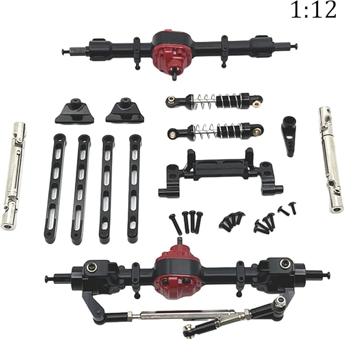 RC Car Upgrade Parts Front and Rear Assembly Kits Metal for MN82 LC79 MN78 1/12 Scale RC Hobby Car Black 15x20x5cm