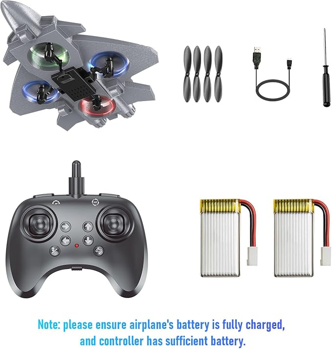 RC Plane Remote Control Airplane Drone for Kids Ages 8+ RC Planes Foam Airplanes for Adults Kids Fighter Jet Toy with Lights 360°Flip and 3 Speed Modes Airplane Toys Gifts for Teenage Boys