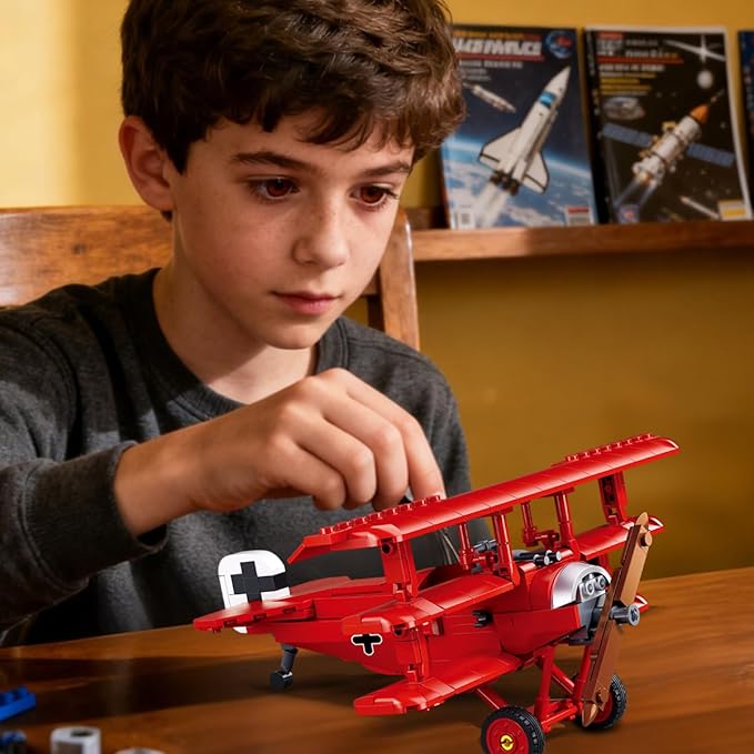 DAHONPA Fokker DR-1S Building Block Plane Set Airplane Model 281 Pieces Toy Military Army Airplane Building Bricks for Adults