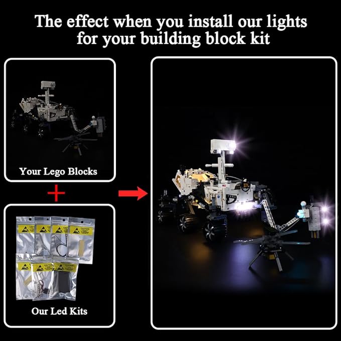 Kyglaring LED Lighting Kit for Lego Technic NASA Mars Rover 42158 Building Set (No Model) - Light Set Compatible with 42158 Perseverance Advanced - Without Building Set (Classic Version)