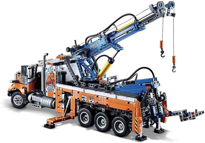 Lego 42128 Technic Heavy-Duty Tow Truck with Crane Toy for Boys &amp Girls with Mechanical Functions Model Building Set Engineering for Kids Series