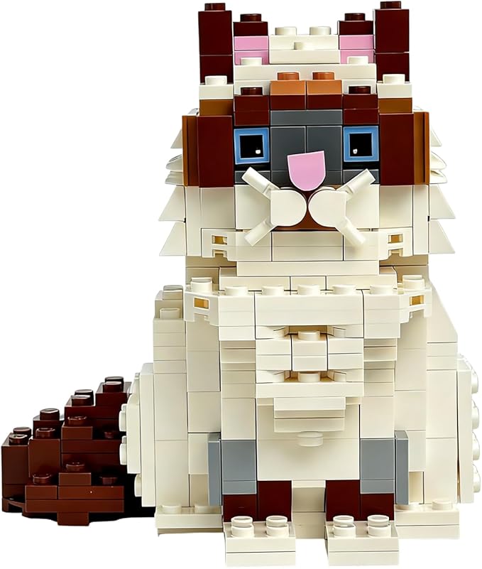 Ragdoll Cat Building Blocks Set Collectible Animal Building Toy Kids Learning &amp Educational Brick Cat Sets (Age 3+) DIY Home &amp Office Decor for Adults-Gift Ideas