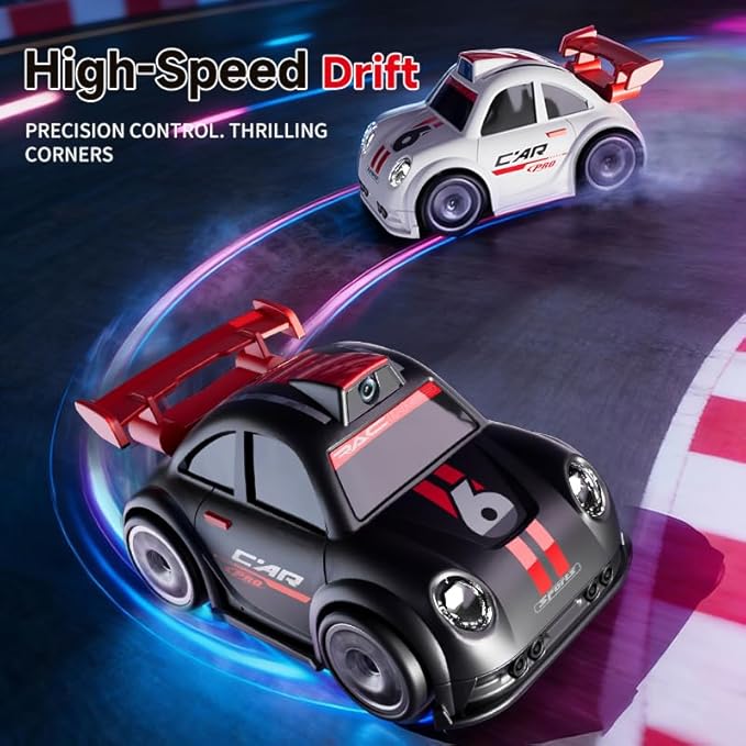 RC Cars with Camera RC Drift Car with Follow Escape One-Click Demo Mode Real-time Video Transmission Allows for Taking Photos Racing Car Toy for Teens and Adults (2 Players Racing)