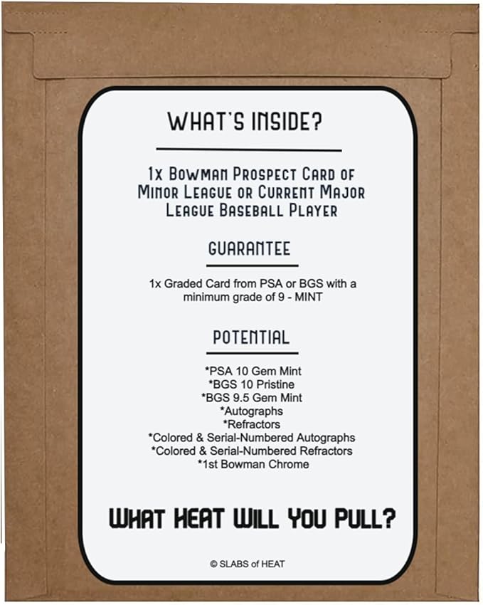 Graded Bowman Baseball Card Gift Box: Prospect Edition │ONE PSA/BGS Graded 10 9.5 or 9 Card │Potential Autographs &amp Numbered Refractors │Ideal Gift for Collectors &amp Baseball Fans │by Slabs of