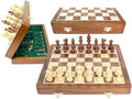 House of Chess - 10 Inch Wooden Magnetic Folding Travel Chess Set/Board with 2 Extra Knights 2 Extra Pawns 2 Extra Queens and Algebraic Notation - Handmade - Golden Rosewood