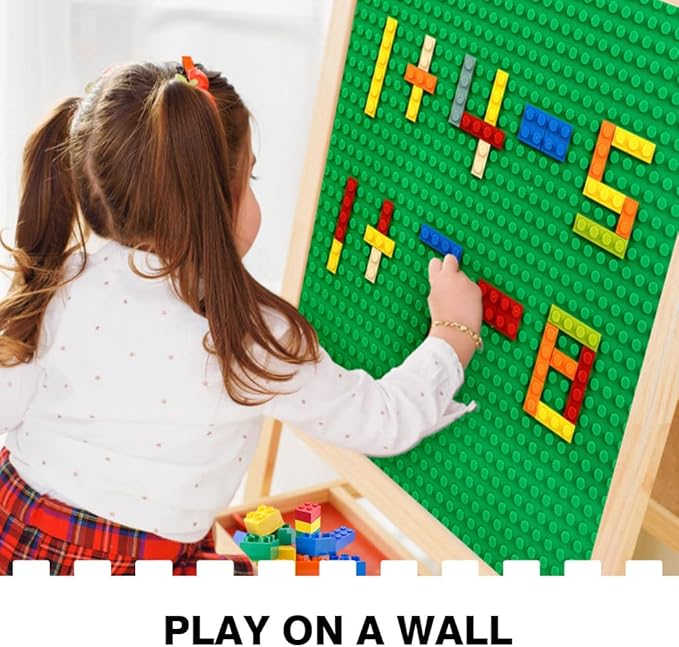 8 Pack Peel-and-Stick Building Baseplates 10”x10” Classic Self-Adhesive Boards - 100% Compatible with All Major Brands Sturdy Stacking Play Table Top Green/Grey/Blue/White