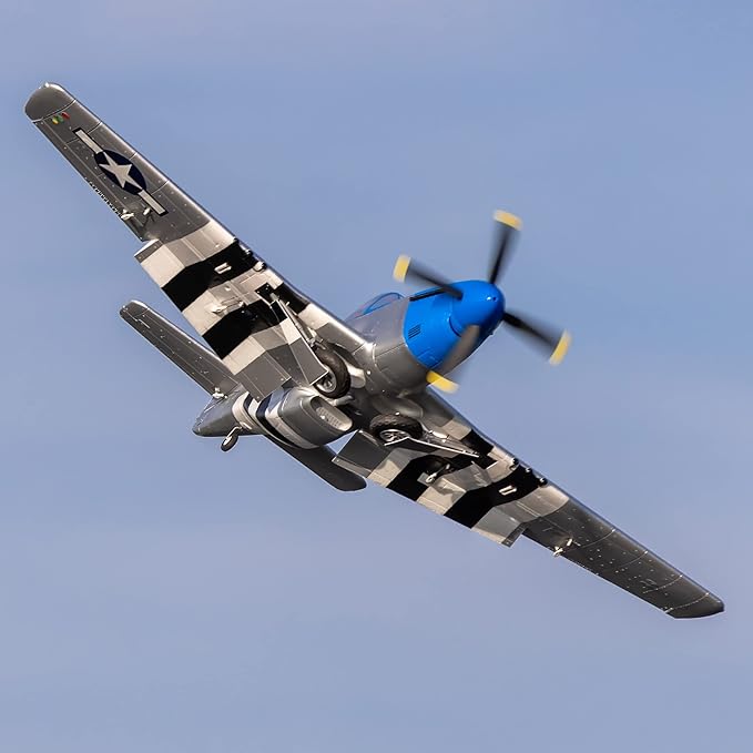 E-flite RC Airplane P-51D Mustang 1.2m BNF Basic Transmitter Battery and Charger Not Included with AS3X and Safe Select “Cripes A’Mighty 3rd” EFL089500