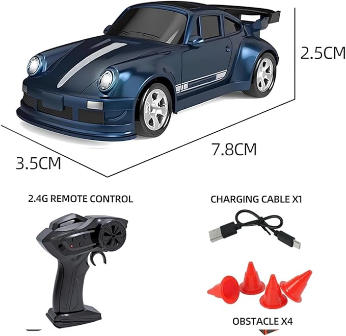 1/64 Scale Drift RC Car 2.4Ghz Desktop Mini Racing Drift Remote Contrl Car Model 4WD Mini RC Vehicle Hobby Gift for Adults