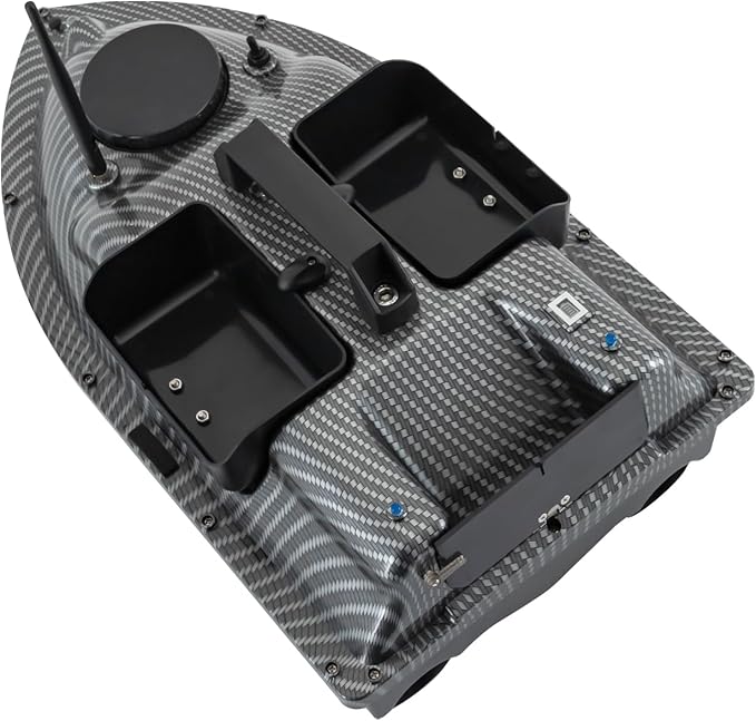 RC Bait Boat 600m/1968ft Long-Distance Control Surf Fishing Bait Boat 4.4LBS Loading Capacity with Dual 5200mAh Battery and LCD for Lake/Ocean Angling Auto Navigation (Gray)