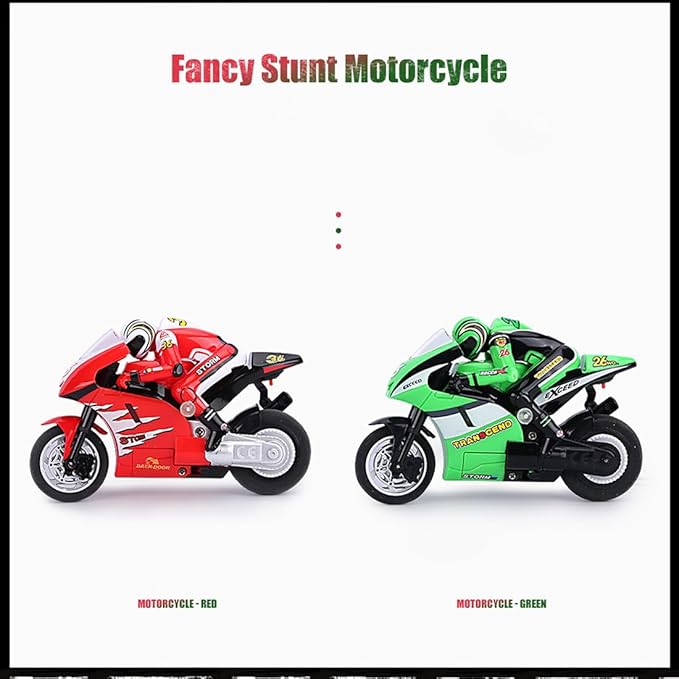 Mini RC Motorcycle for Adult 2.4G Full Proportional Remote Control Simulation Electric Drift Motorcycle High Speed RC Stunt Drift Bike Racing Vehicle Model Gift 8012 Green