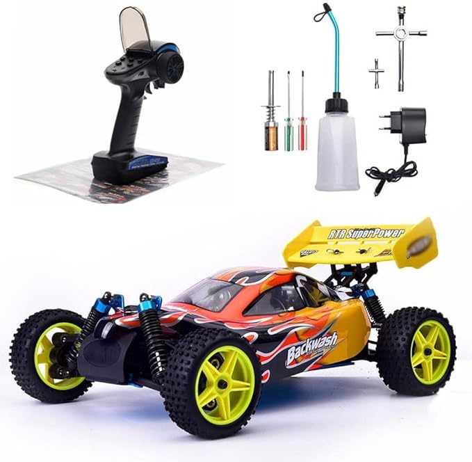 1/10 Nitro RC Car for Adult 75CC Oil-Powered Two Speed RC Crawler Truck 4WD Off Road Buggy Nitro Gas Power Remote Control Car Hobby Toys 90KM/H Fast Petrol Engine Racing Car RC Vehicle