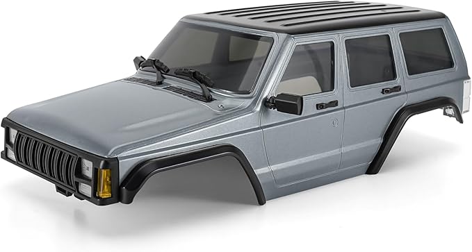 INJORA 6.10in 133g Wheelbase ABS Hardtop Cherokee Body for TRX4M Bronco Defender Chassis 1/18 RC Crawler Upgrade(Silver Grey)