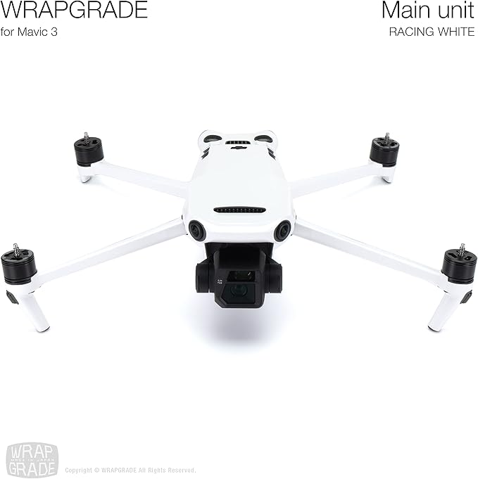 WRAPGRADE Full Skin Stickers for DJI Mavic 3 / Mavic 3 Classic (RACING WHITE)