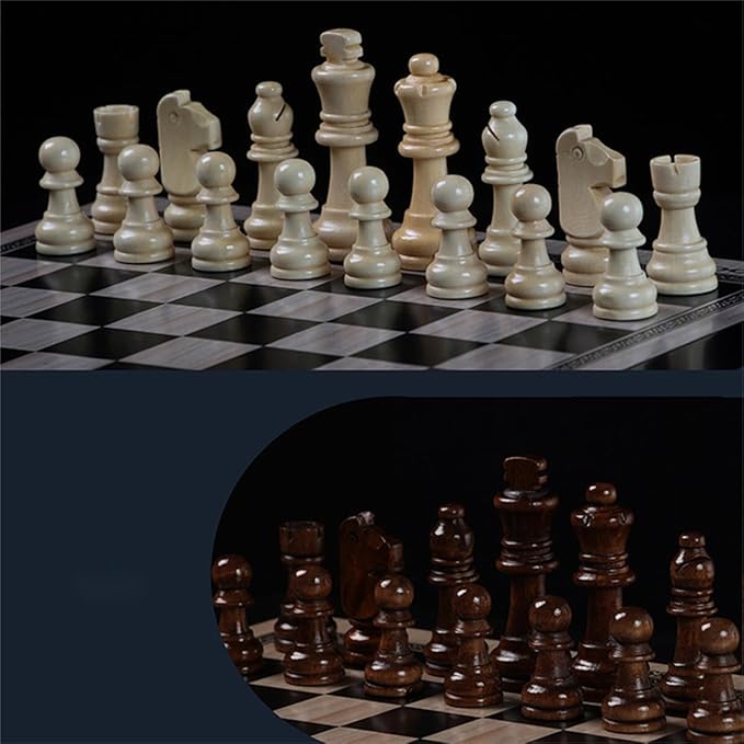 15 Wooden Chess Set Large Size Board Built-in Storage Drawer - 2 Extra Queens - Wooden Chess Pieces - Gift wrap Adult and Children's Board Games