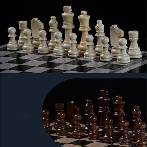 15 Wooden Chess Set Large Size Board Built-in Storage Drawer - 2 Extra Queens - Wooden Chess Pieces - Gift wrap Adult and Children's Board Games