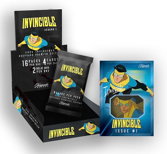 2025 Invincible Season 1 Keepsake Premiere Hobby Box: 16 Packs Per Box Two Guaranteed Relics Chase Rare Autos and Patches