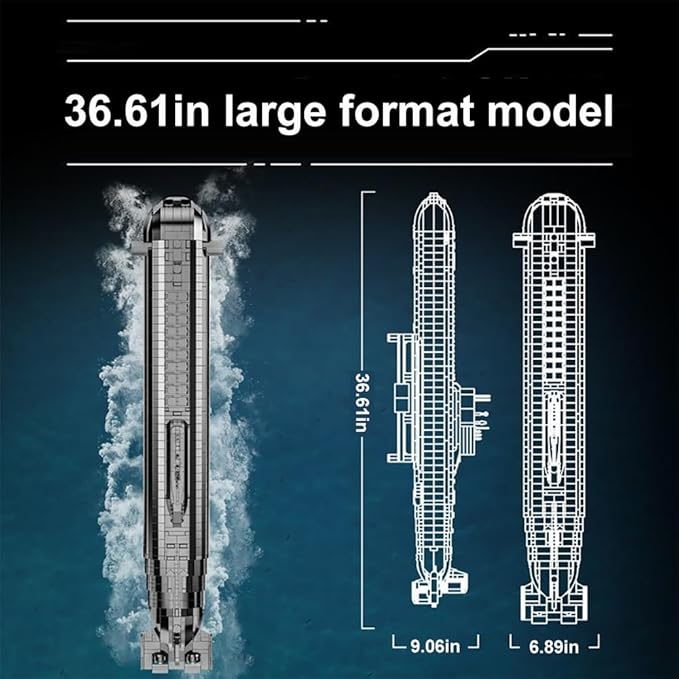 941 Nuclear Submarine Military Series Battleship Building Kit 4474 Pieces - The World's Largest Nuclear Submarine Toy Gift Ship Building Block Set for Adult Collection