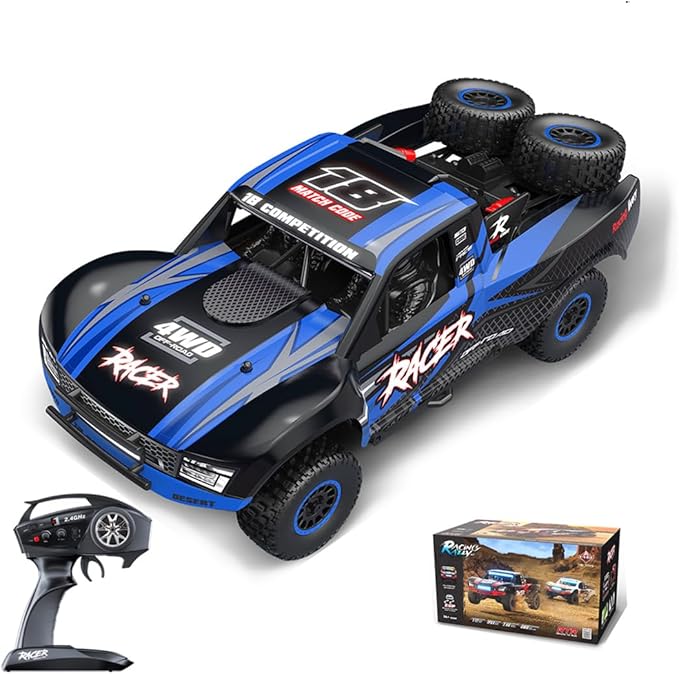 1/12 RD12 RC Drift Car 4WD Full-Proportional Brushed Racing Car with Gyroscope and 7-Color LED Lights Remote Control Truck Gift for Adults (Blue)