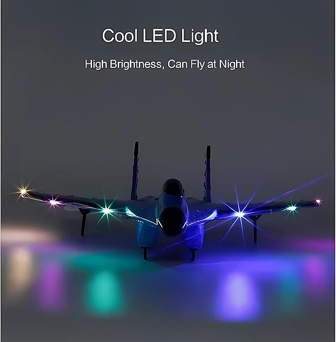Remote Control Wireless Airplane Toy - 2.4Ghz Su-35 RC Plane Airplane Glider Plane Drone Foam RC Fighter Plane Jet with Lights Drop-Resistant Fighter Glider Remote Control Air Planes Toy (Yellow)