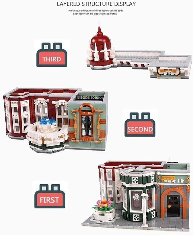 General Jim's Street View Vintage Antique Shop Modular City Building Block Set 3037 Pieces with Light Kit European Town Architecture Display Model Toys &amp Bricks | GJ ACS