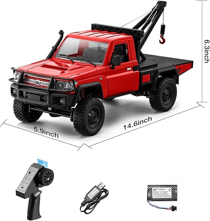 1/12 RC Crane Truck MN-82T LC79 RTR RC Crawler 4WD Off-Road Tow Car RTR 2.4GHz RC Pick-up Trail Truck for Adults Hobby Toys (Red)