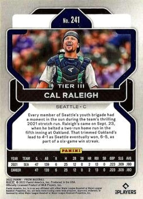 2022 Panini Prizm Tier III #241 Cal Raleigh Seattle Mariners Rookie Baseball Card - GotBaseballCards
